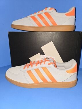 Adidas Breaknet Sleek Cloudfoam Neon Orange Sneakers Size 10 Womens